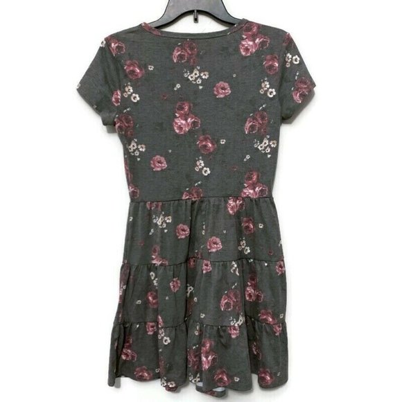 Bebop Be You Be Free Juniors Gray Floral Dress Size Small New - Picture 2 of 4